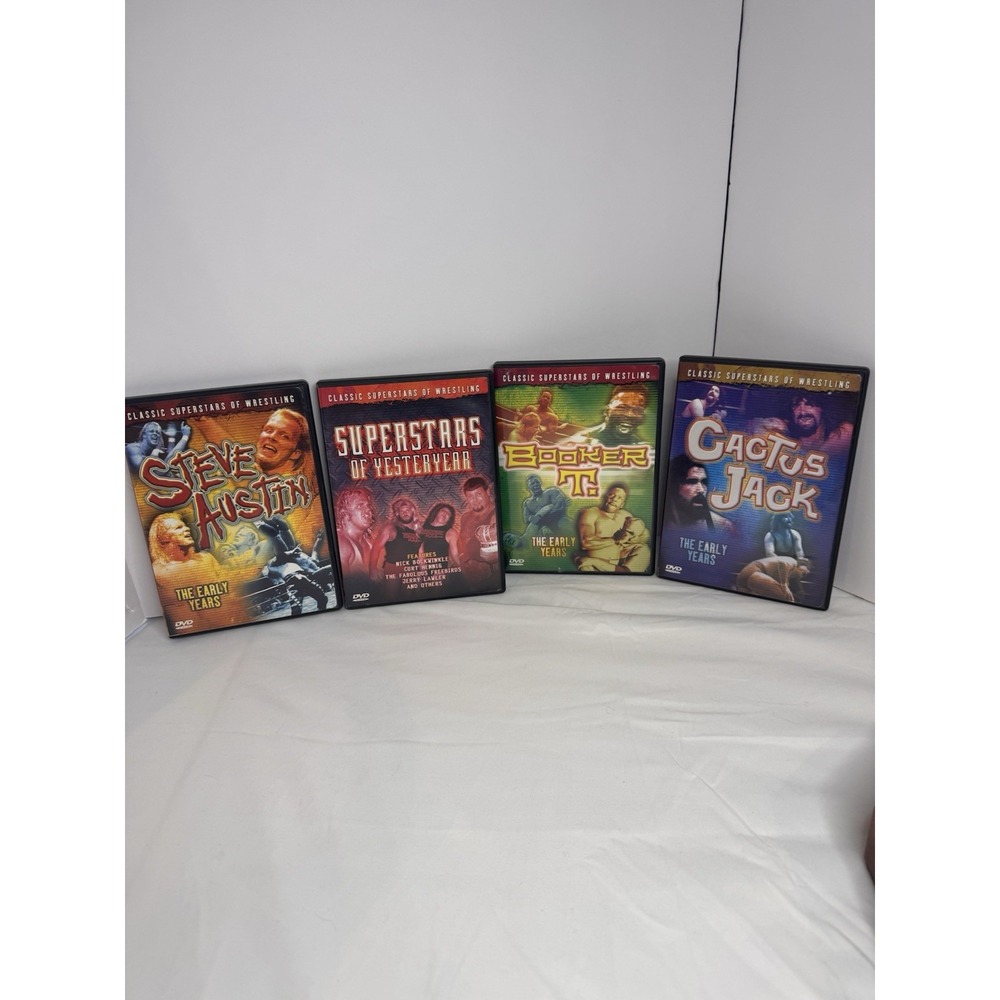 Classic Superstars Of Wrestling Dvd Lot Of 4 Steve Austin Booker T Cactus Jack